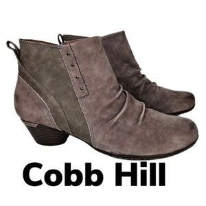 Cobb Hill Laurel Riveted Tan Small Heel Casual Comfort Booties Sz 8.5M.